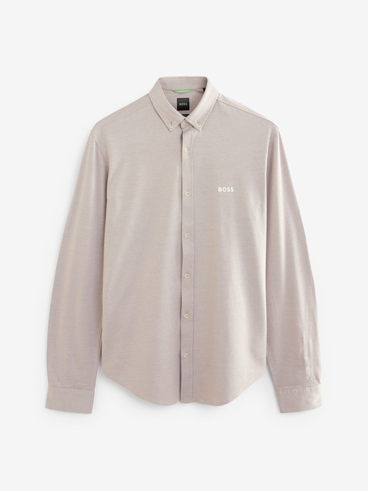 BOSS Beige Biado Long Sleeve Jersey Shirt - Image 6 of 6