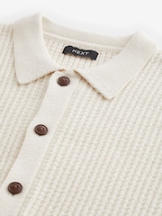 Bež/bela - Sproščeno prilegajoča se kvačkana pletena jakna Cotton Rich Crochet Knit Shacket - Slika 6 iz 7