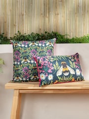 Wylder Blue Zinnia Bee Outdoor Cushion - Image 1 of 4