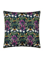 Wylder Blue Zinnia Bee Outdoor Cushion - Image 2 of 4
