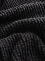 črna - Sproščeno prilegajoča se kvačkana pletena jakna Cotton Rich Crochet Knit Shacket - Slika 7 iz 8