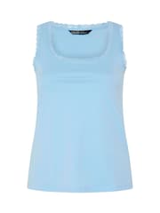 Yours Curve Blue Lace Trim Vest Top - Image 5 of 5