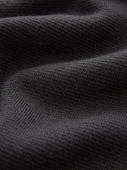 Black Plain Regular Fit 100% Cotton Premium Quarter Zip Jumper - Image 7 of 7