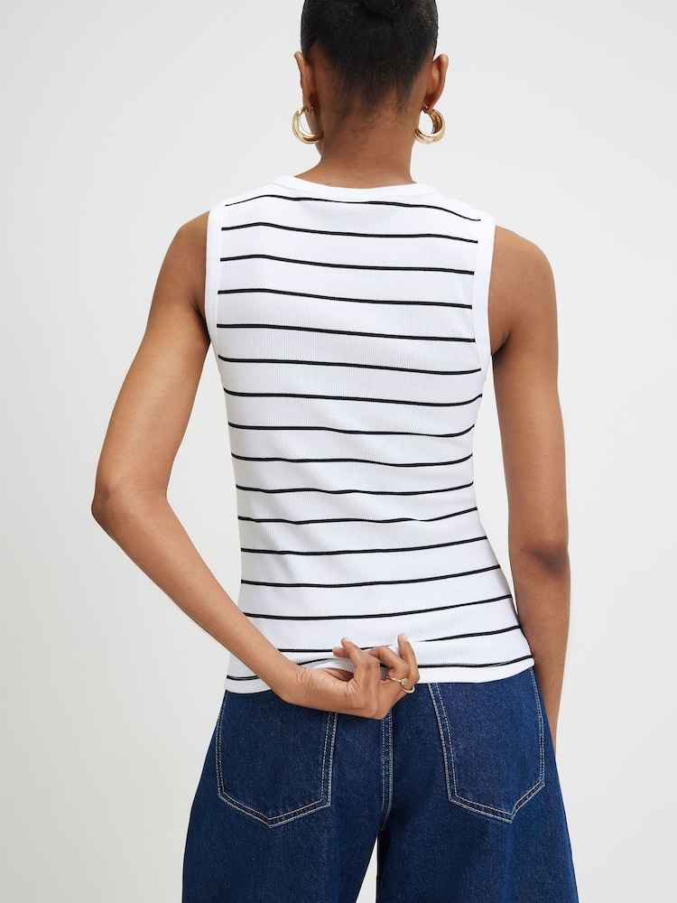 River Island Black Sleeveless Stripe Popper Tank Top - Image 4 of 4