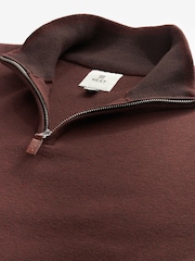 Red/Brown Plain Regular Fit 100% Cotton Premium Quarter Zip Jumper - Image 7 of 8