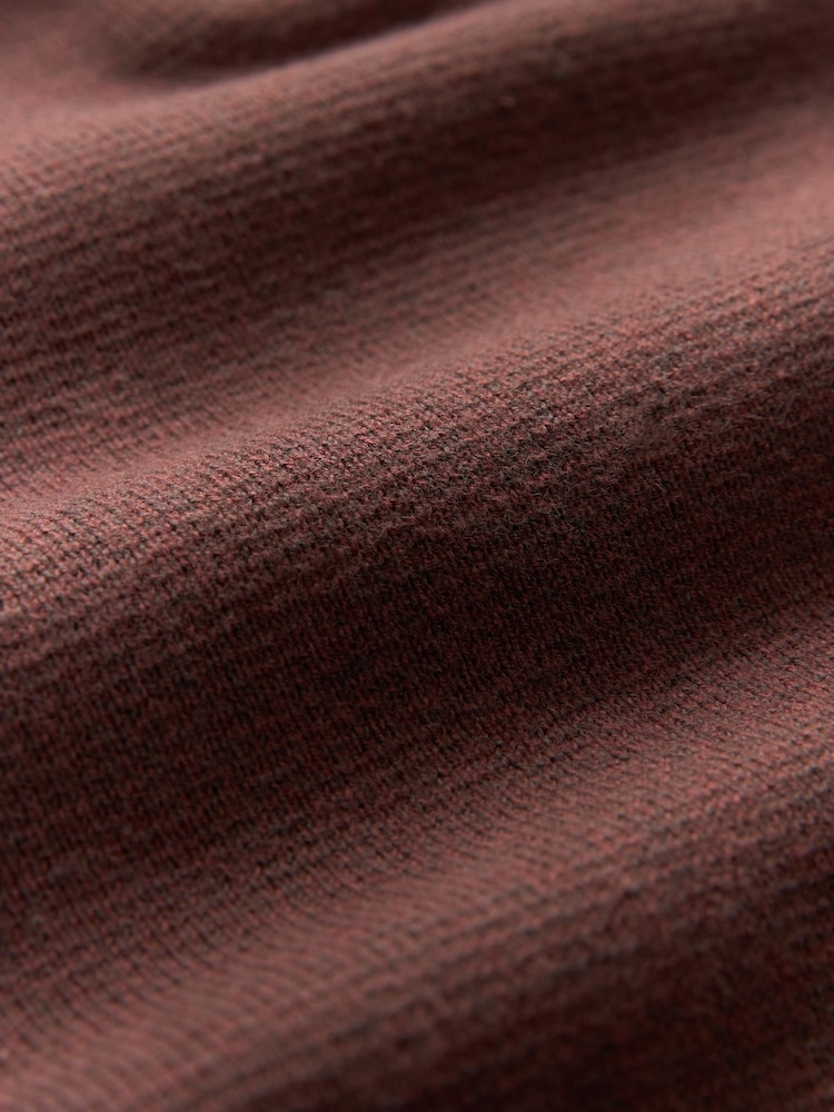 Red/Brown Plain Regular Fit 100% Cotton Premium Quarter Zip Jumper - Image 8 of 8