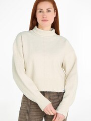 Calvin Klein Jeans Cream High Neck Sweater - Image 1 of 5