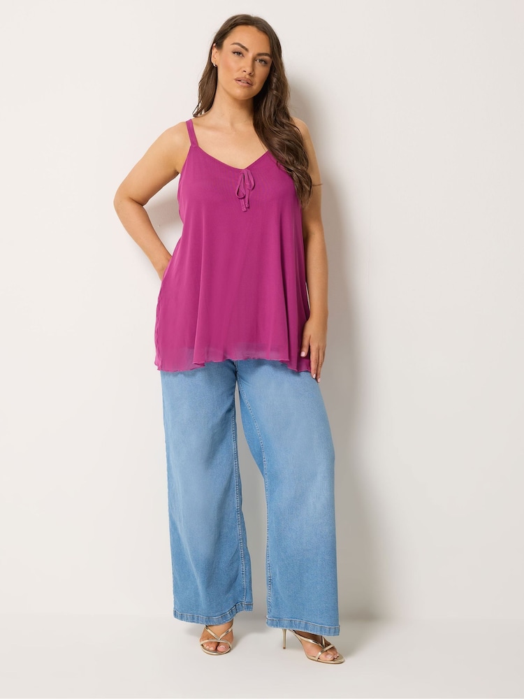 Yours Curve Purple Mesh Cami Vest Top - Image 2 of 5