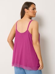 Yours Curve Purple Mesh Cami Vest Top - Image 3 of 5
