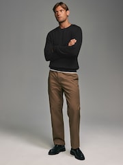 Black 100% Cotton Rib Texture Crew Jumper - Image 2 of 8