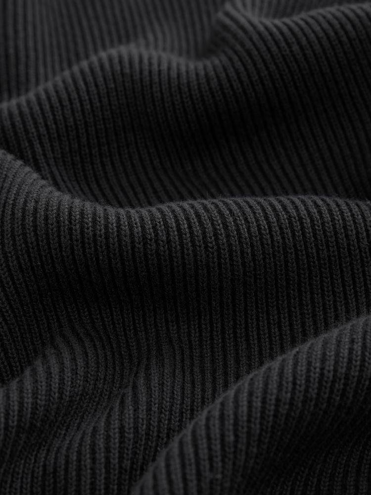 Black 100% Cotton Rib Texture Crew Jumper - Image 8 of 8