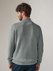 Slate Blue Plain Regular Fit 100% Cotton Premium Quarter Zip Jumper - Image 3 of 7