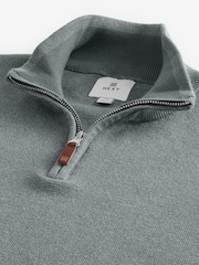 Slate Blue Plain Regular Fit 100% Cotton Premium Quarter Zip Jumper - Image 6 of 7