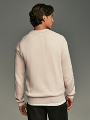 Ecru White Regular Ribbed Knit 100% Cotton Polo Shirt - Image 3 of 8