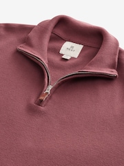 Pink Plain Regular Fit 100% Cotton Premium Quarter Zip Jumper - Image 7 of 8