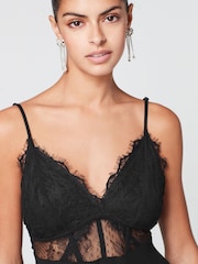Black Lace Detailed Cami Top - Image 4 of 6