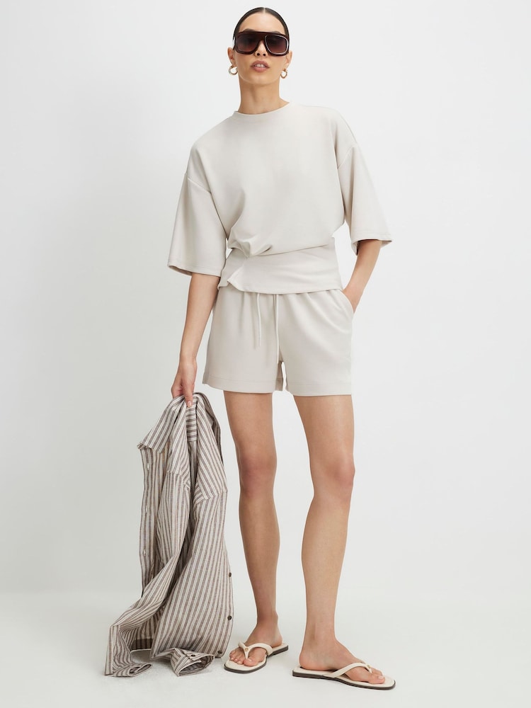 River Island Cream Premium Tuck Side T-Shirt - Image 2 of 4