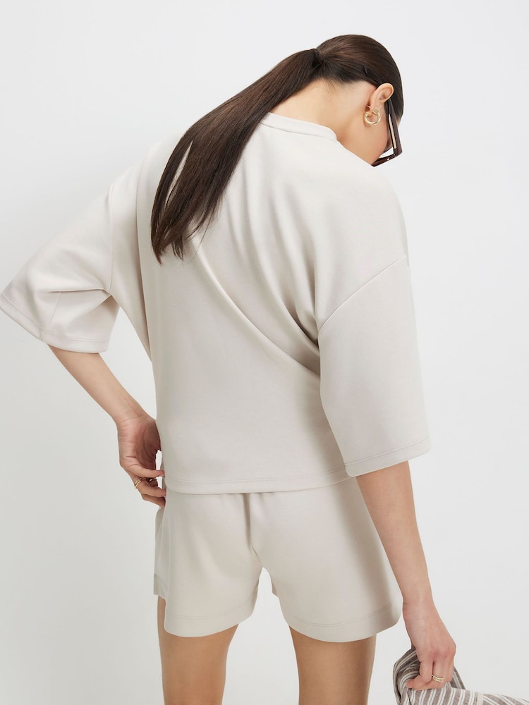 River Island Cream Premium Tuck Side T-Shirt - Image 4 of 4