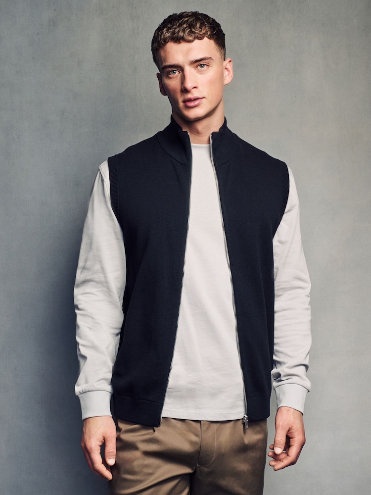 Black Knitted 100% Cotton Gilet - Image 1 of 7