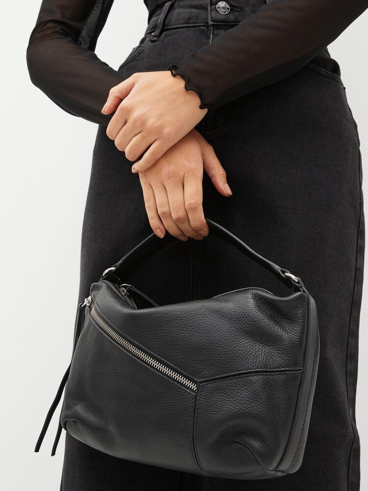 Black Leather Zip Cross-Body Bag - Image 2 of 8