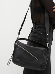 Black Leather Zip Cross-Body Bag - Image 3 of 8
