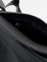 Black Leather Zip Cross-Body Bag - Image 4 of 8