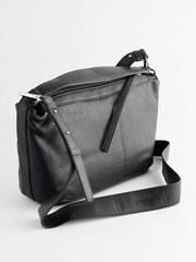 Black Leather Zip Cross-Body Bag - Image 5 of 8