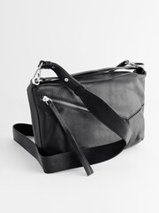 Black Leather Zip Cross-Body Bag - Image 6 of 8