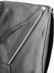 Black Leather Zip Cross-Body Bag - Image 7 of 8