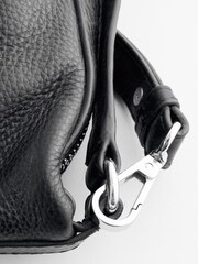 Black Leather Zip Cross-Body Bag - Image 8 of 8