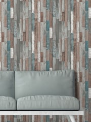 Fine Décor Blue Distinctive 4 Wood Reclaim Wallpaper - Image 1 of 2