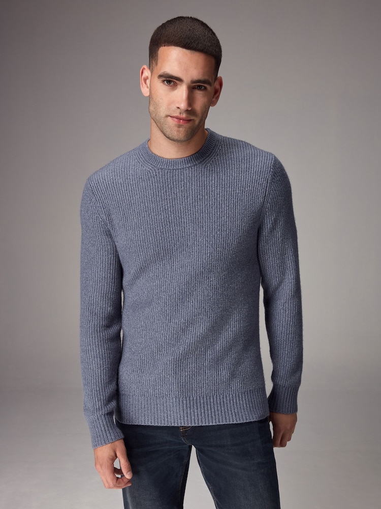 Hellblau - Strickpullover mit Rundhalsausschnitt in normaler Passform - Bild 1 von 1