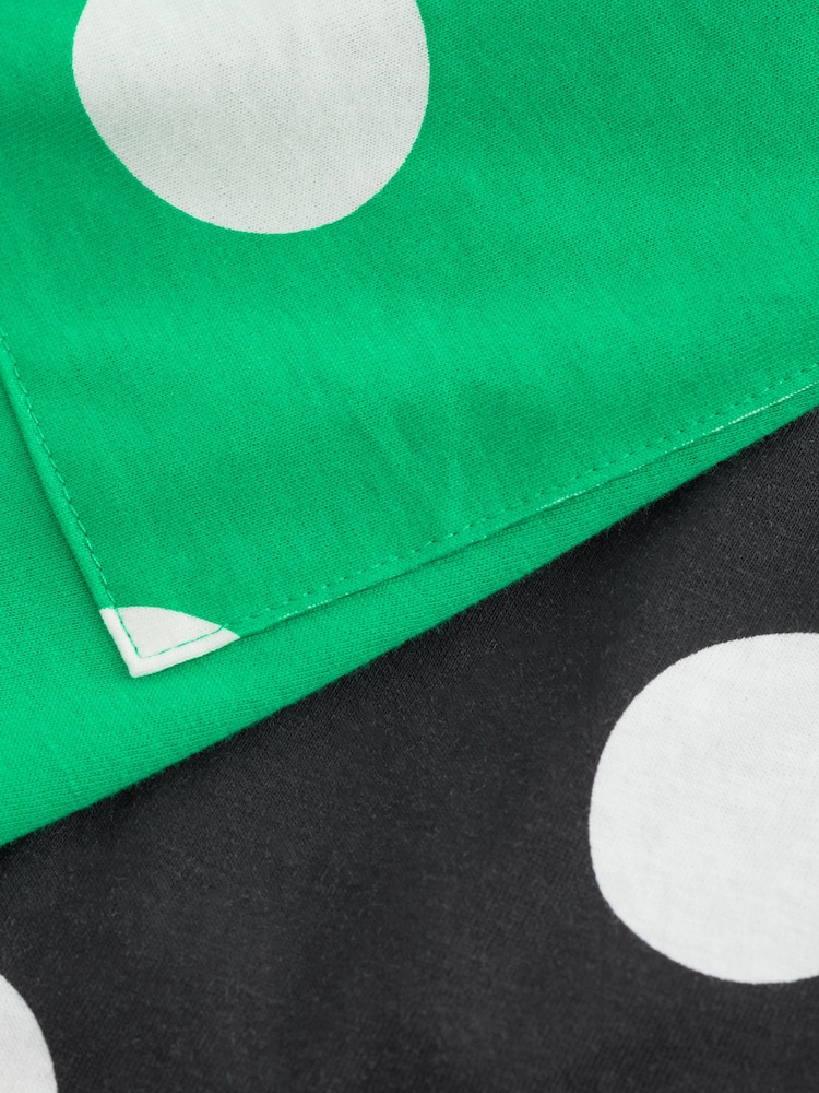 Black/Green Polka Dot Short Sleeve 100% Cotton Pyjama Sets 2 Pack - Image 10 of 10