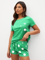Black/Green Polka Dot Short Sleeve 100% Cotton Pyjama Sets 2 Pack - Image 2 of 10