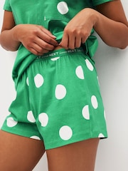 Black/Green Polka Dot Short Sleeve 100% Cotton Pyjama Sets 2 Pack - Image 5 of 10