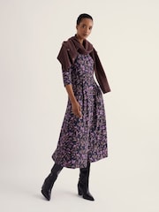 Seasalt Cornwall Purple Veronica Cotton Midi Dress - Image 3 of 4