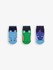 JoJo Maman Bébé Navy Boys' 3-Pack Snappy Water Creature Socks - Image 1 of 2
