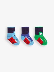JoJo Maman Bébé Navy Boys' 3-Pack Snappy Water Creature Socks - Image 2 of 2