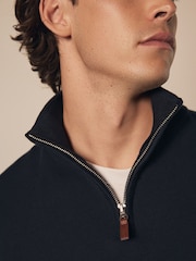 Mornarsko modra - Preprosto - v standardnem kroju 100% Cotton Premium Quarter Zip pulover - Slika 4 iz 8