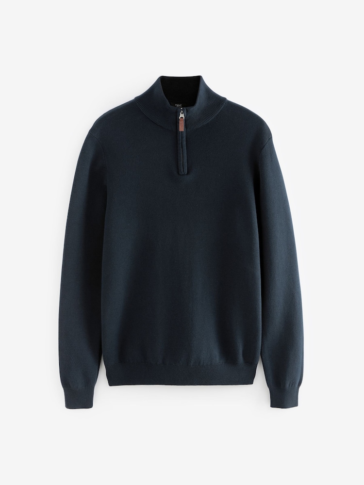 Bleu marine - Uni - Coupe classique 100% Coton Premium Quarter Zip Pull - Image 6 of 8