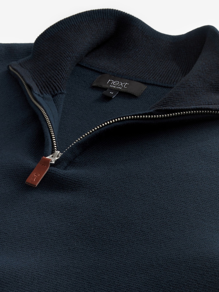 Bleu marine - Uni - Coupe classique 100% Coton Premium Quarter Zip Pull - Image 7 of 8