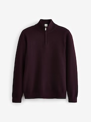 Fig Purple Texture Regular Fit 100% Cotton Premium Quarter Zip Jumper - Image 5 of 7