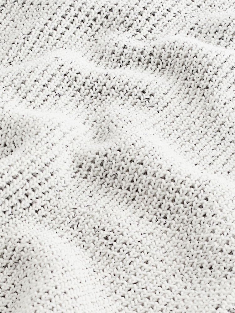 Ecru White Crew Neck Regular Fit Chenille Texture Jumper - Image 7 of 7