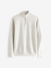 Neutral Texture Regular Fit 100% Cotton Premium Quarter Zip Jumper - Image 5 of 7