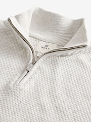 Neutral Texture Regular Fit 100% Cotton Premium Quarter Zip Jumper - Image 6 of 7