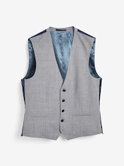 Light Grey Regular Fit Wool Mix Textured Suit Waistcoat - Image 4 of 5