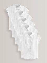 White Regular Fit 5 Pack Short Sleeve School Shirts (3-18yrs) - Image 1 of 8