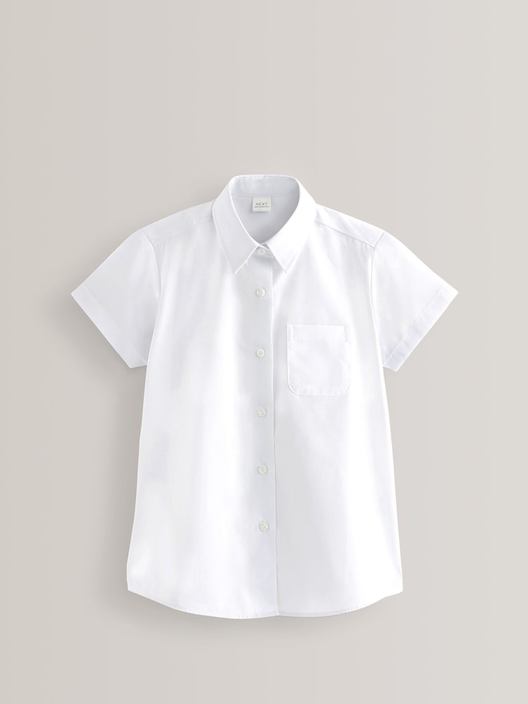 White Regular Fit 5 Pack Short Sleeve School Shirts (3-18yrs) - Image 2 of 8