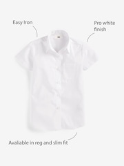 White Regular Fit 5 Pack Short Sleeve School Shirts (3-18yrs) - Image 3 of 8