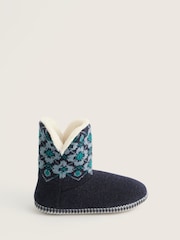Seasalt Cornwall Blue Snooze Slipper Booties Slippers - Image 1 of 5